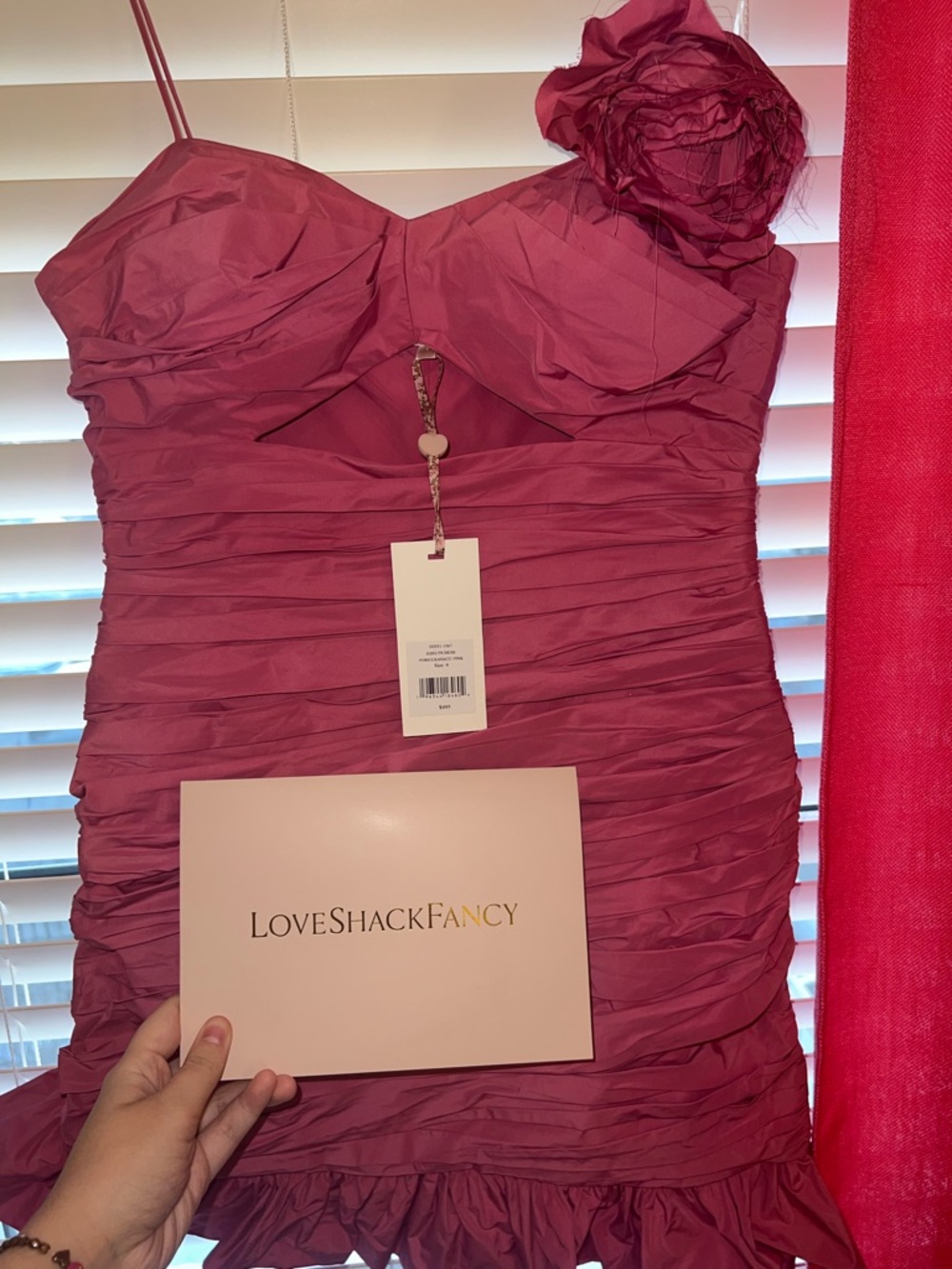 LoveShackFancy Pomegranate Pink Jessilyn Ruffled Dress